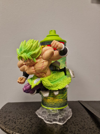 Bombe de peinture custom dragon ball z – Figurine broly pop culture artisanale
