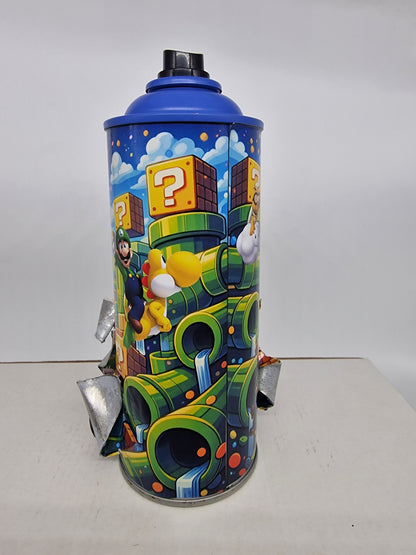Bombe de peinture custom nintendo  – Figurine mario pop culture artisanale