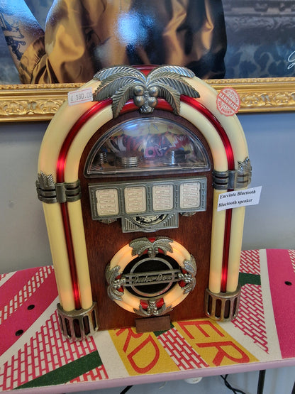 Ancienne Radio Style Jukebox – Enceinte Bluetooth Compacte avec Rétroéclairage & Batterie Rechargeable (Ardèche