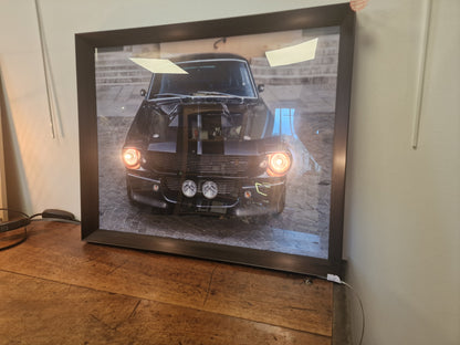 Cadre lumineux Mustang Shelby GT500 40×50 – Création artisanale avec phares éclairés