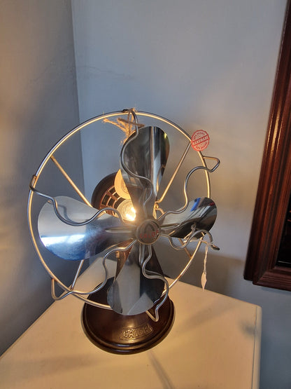 Lampe ancien ventilateur Calor – création vintage artisanale upcyclée Vintagedison