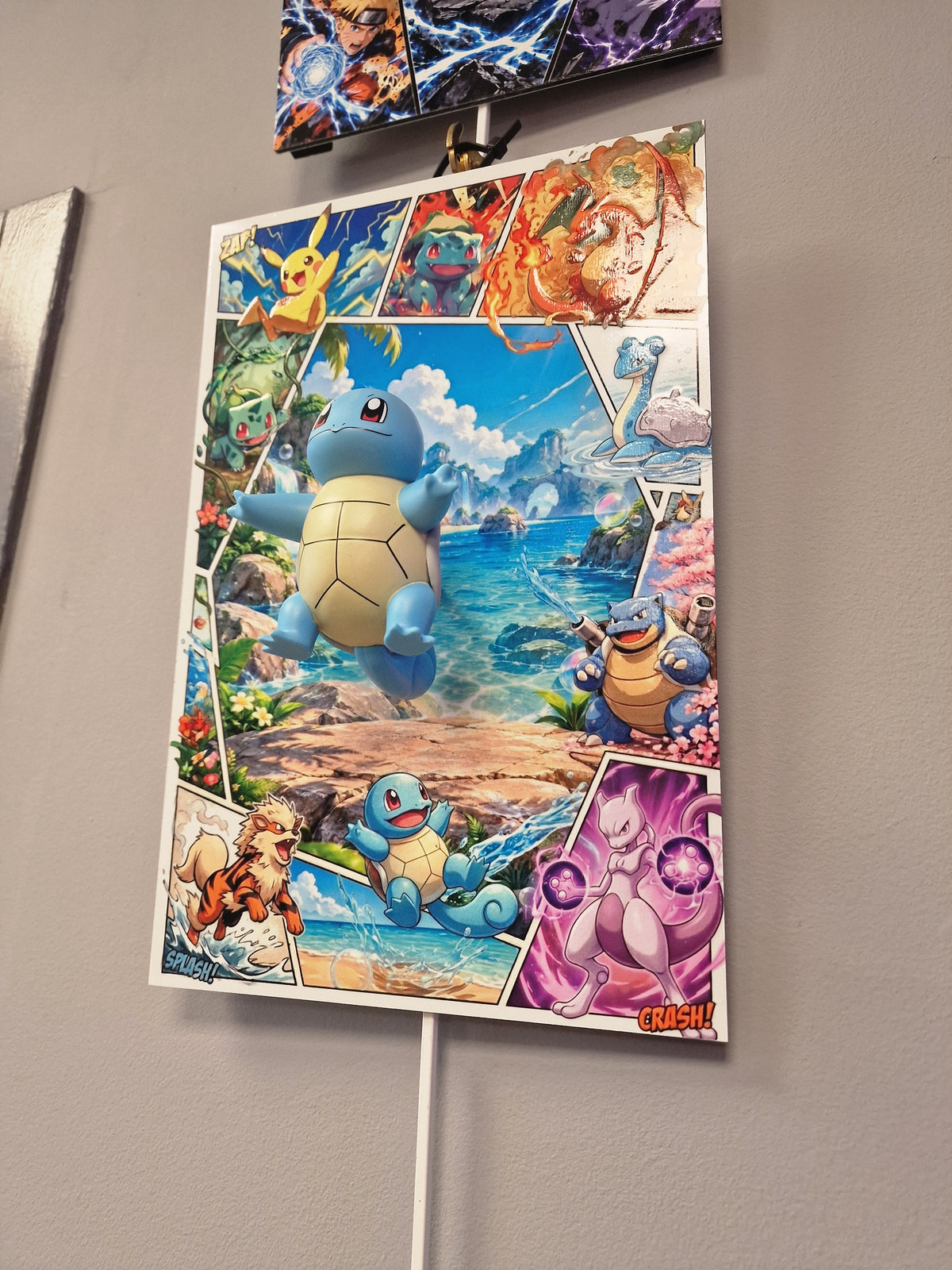 Tableau Pokémon Carapuce 3D – Cadre Manga en Relief sur Dibond 20 × 30 cm