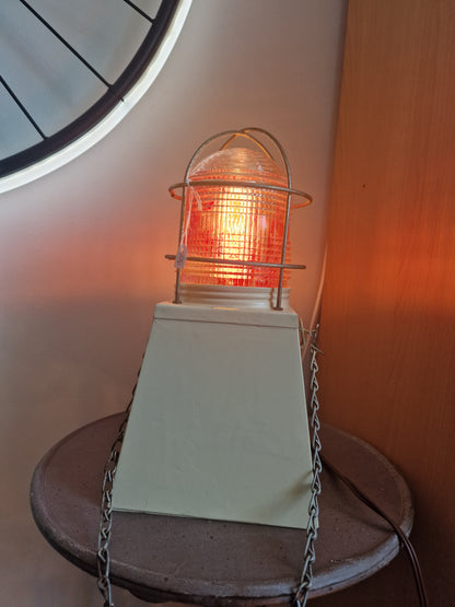 Lampe industrielle vintage rouge 220V | Ancienne lampe de bateau