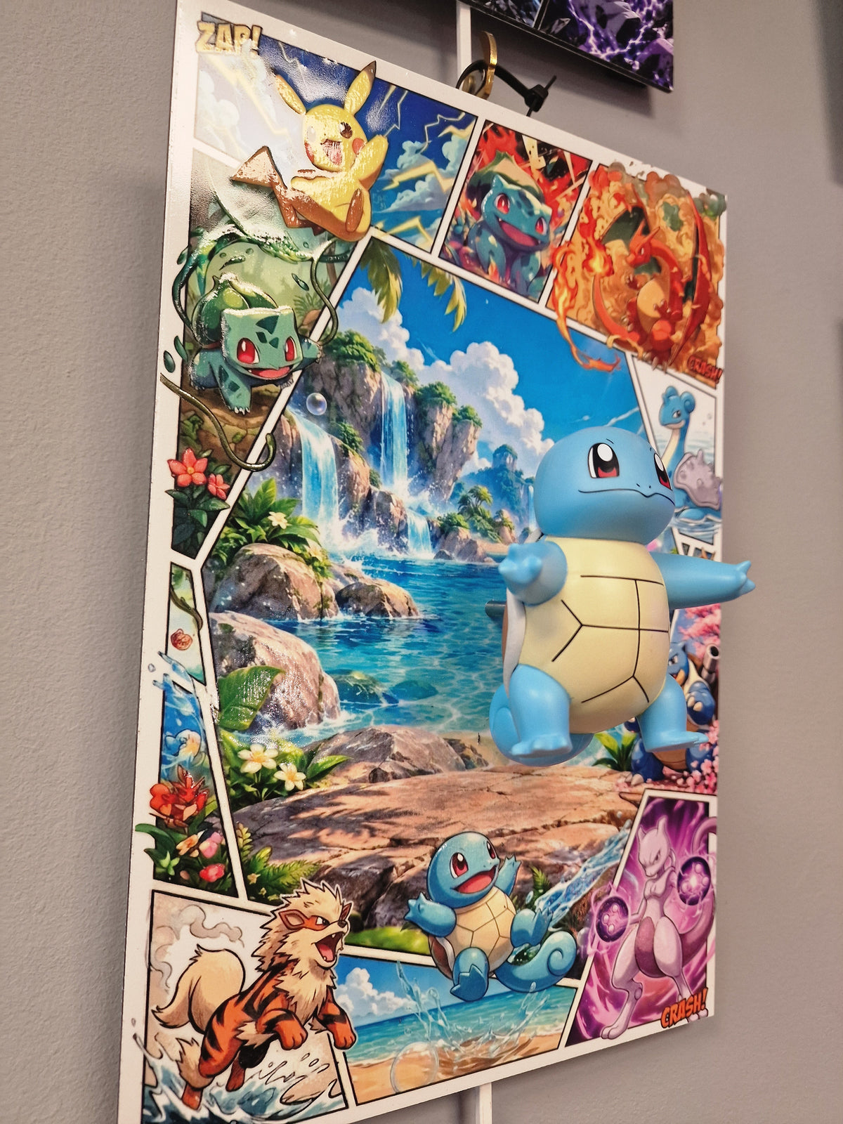 Tableau Pokémon Carapuce 3D – Cadre Manga en Relief sur Dibond 20 × 30 cm