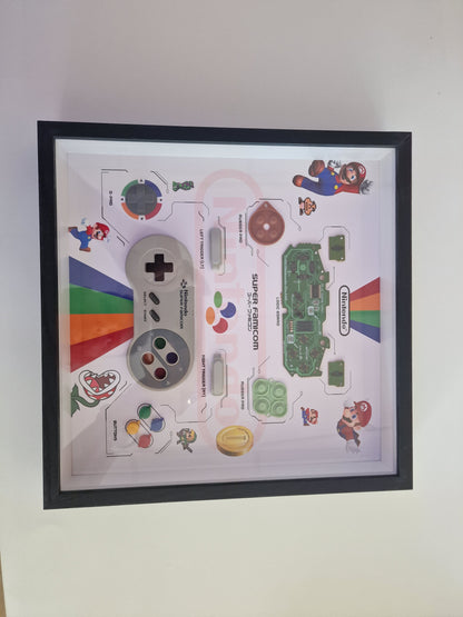 Cadre Super Nintendo – Manette Super Famicom démontée | Décoration Gaming Rétro