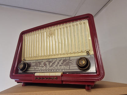 Enceinte Bluetooth Vintage Philips Rouge – Rénovée, Authentique ancienne radio