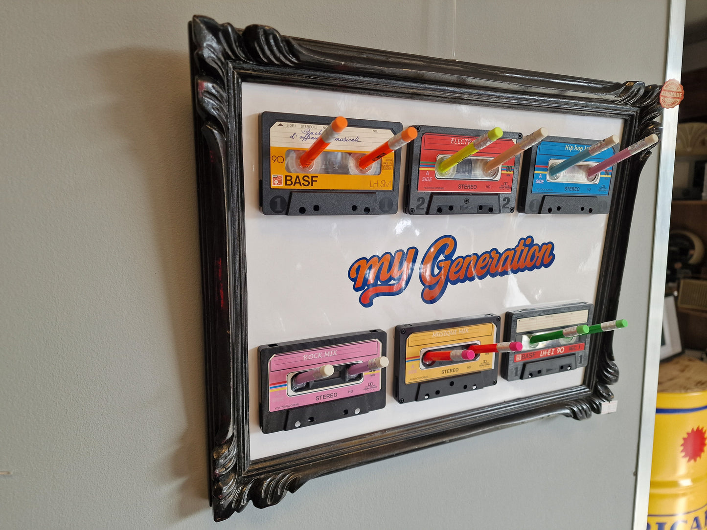 Cadre porte-clés rétro années 80 – “My Generation” avec  6 cassettes audio et crayon