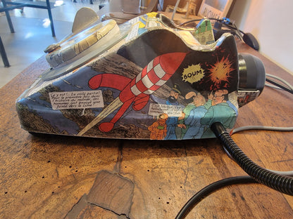 Lampe Téléphone Vintage upcycling Tintin Objectif Lune