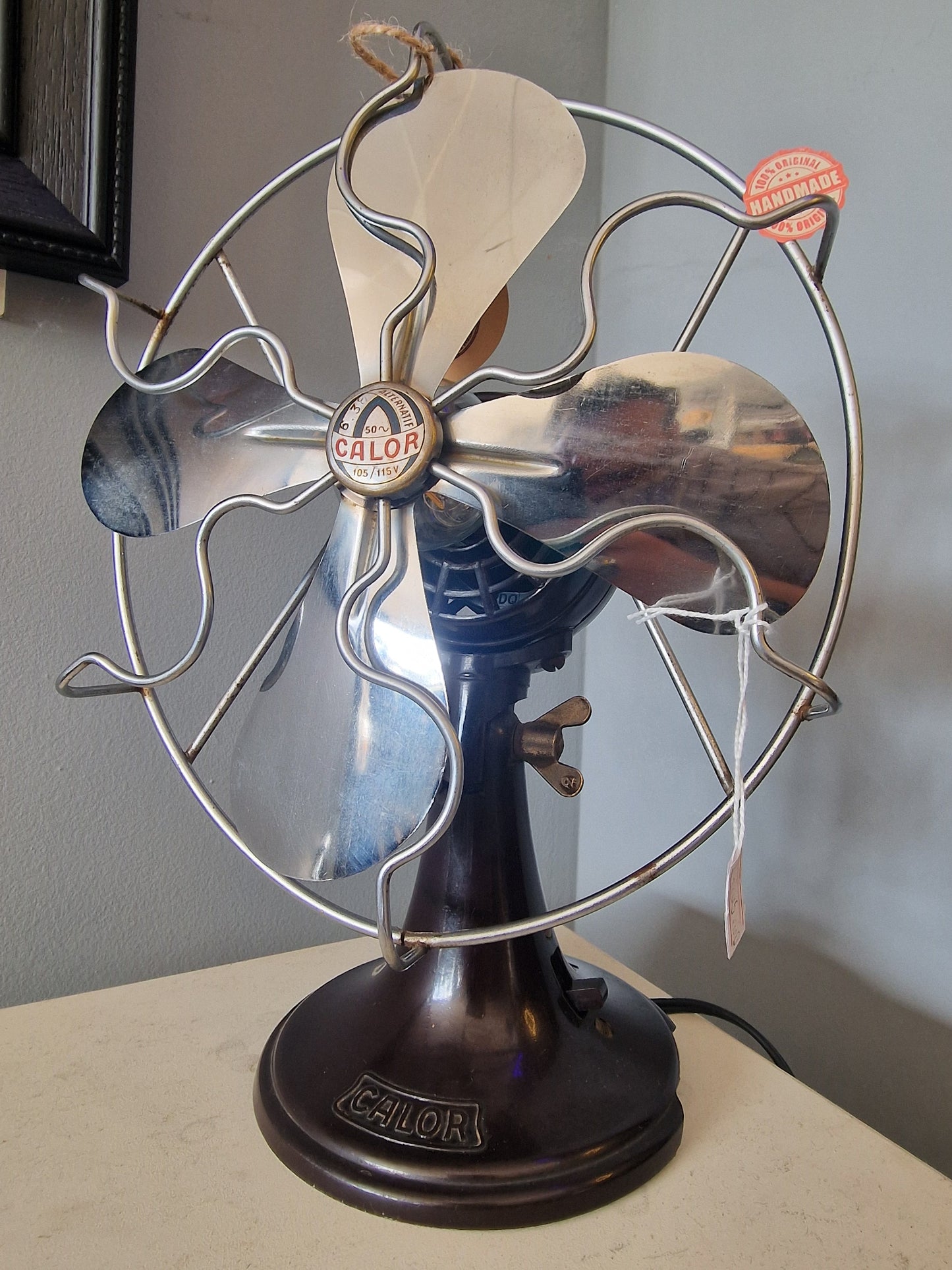 Lampe ancien ventilateur Calor – création vintage artisanale upcyclée Vintagedison