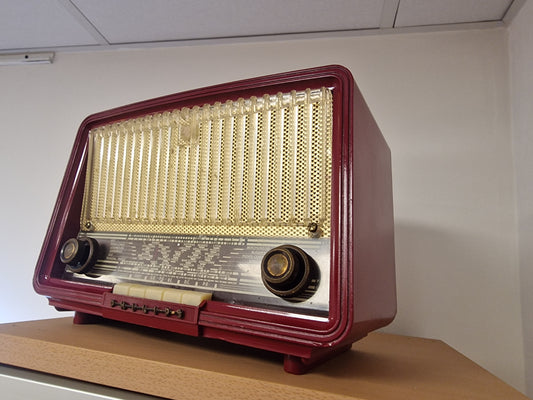 Enceinte Bluetooth Vintage Philips Rouge – Rénovée, Authentique ancienne radio