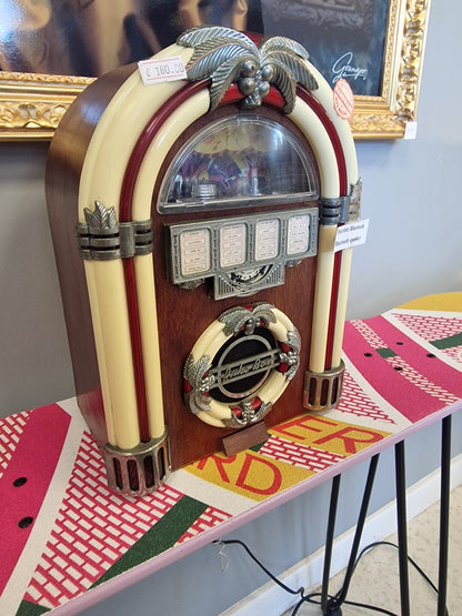 Ancienne Radio Style Jukebox – Enceinte Bluetooth Compacte avec Rétroéclairage & Batterie Rechargeable (Ardèche