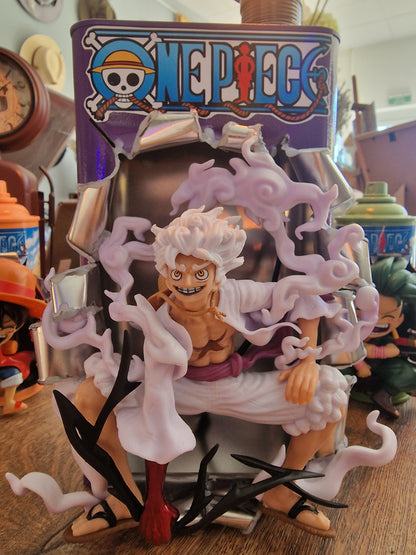 Lampe One Piece Luffy Gear 5 – Bidon métal customisé – Lampe manga décorative – Création originale