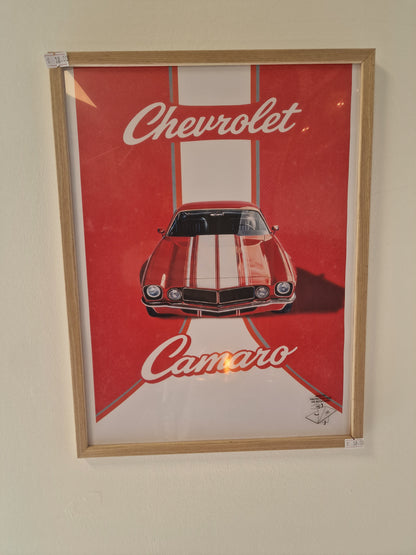 Cadre A3 Chevrolet Camaro – Bois Naturel ou Noir Moulé Premium