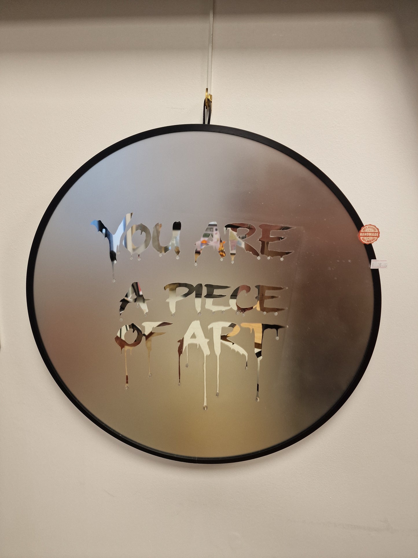 Miroir rond design artistique – “You Are A Piece Of Art” – Décoration murale originale style obscur