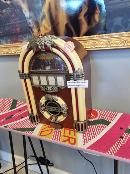Ancienne Radio Style Jukebox – Enceinte Bluetooth Compacte avec Rétroéclairage & Batterie Rechargeable (Ardèche