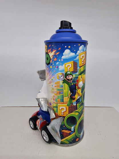 Bombe de peinture custom nintendo  – Figurine mario pop culture artisanale
