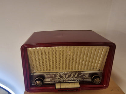 Enceinte Bluetooth Vintage Philips Rouge – Rénovée, Authentique ancienne radio