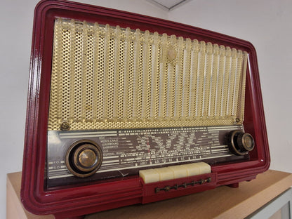 Enceinte Bluetooth Vintage Philips Rouge – Rénovée, Authentique ancienne radio
