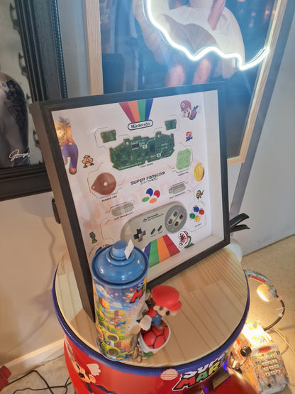 Cadre Super Nintendo – Manette Super Famicom démontée | Décoration Gaming Rétro