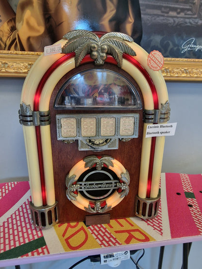 Ancienne Radio Style Jukebox – Enceinte Bluetooth Compacte avec Rétroéclairage & Batterie Rechargeable (Ardèche