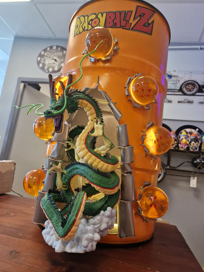Table d'appoint Dragon Ball Z Shenron – Bidon 60L fait main avec 7 Boules de Cristal