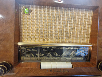 Radio Philips vintage FM fonctionnelle – Enceinte Bluetooth intégrée – Boîtier bois – Radio ancienne restaurée rétro déco