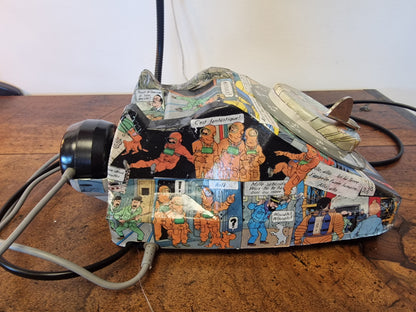Lampe Téléphone Vintage upcycling Tintin Objectif Lune