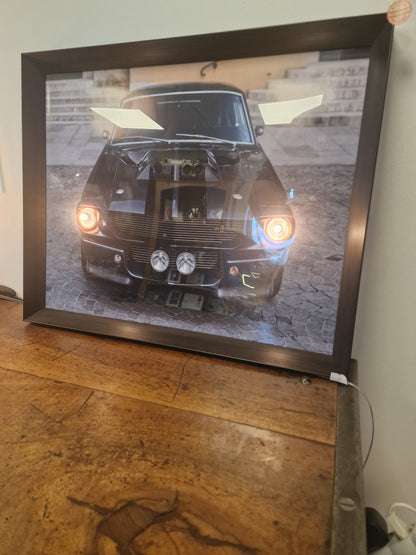 Cadre lumineux Mustang Shelby GT500 40×50 – Création artisanale avec phares éclairés