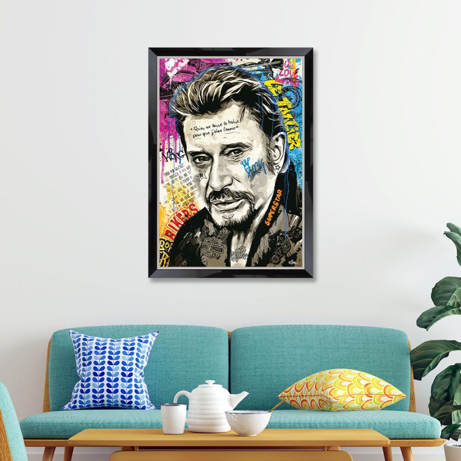 cadre pop art Johnny Hallyday – Romaric CADRAVEN