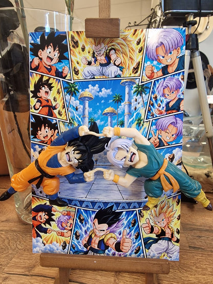 Tableau manga Goten et Trunks danse de la fusion Dragon Ball figurines 3D 20 × 30 cm – vue 1 – VINTAGEDISON