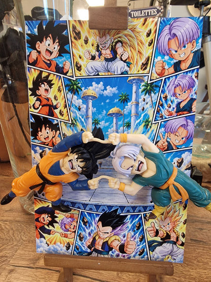 Tableau manga Goten et Trunks danse de la fusion Dragon Ball figurines 3D 20 × 30 cm – vue 6 – VINTAGEDISON