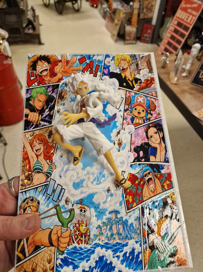 Tableau One Piece Luffy Gear 5 20 x 30 cm – vue et détail du relief