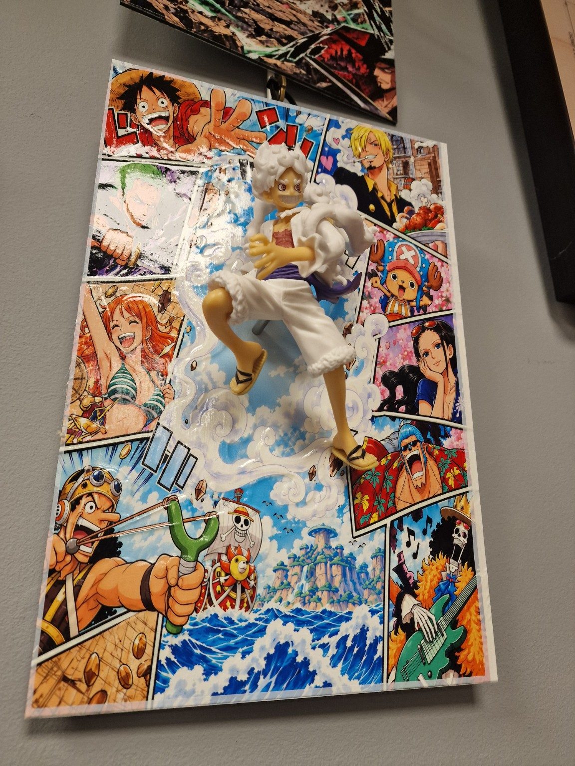 Tableau One Piece Luffy Gear 5 20 x 30 cm – vue et détail du relief