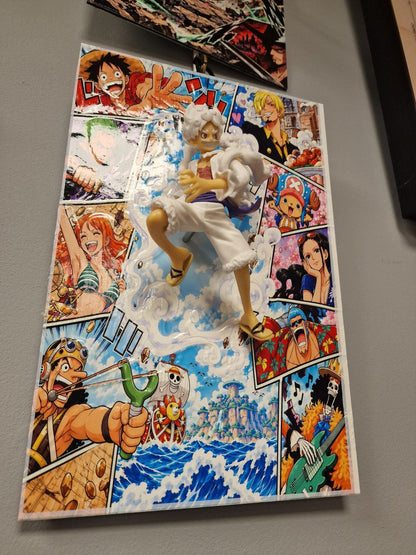 Tableau One Piece Luffy Gear 5 20 x 30 cm – vue et détail du relief